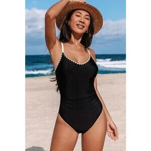 NWT Black Scoop Neck Crossback One-Piece Size M